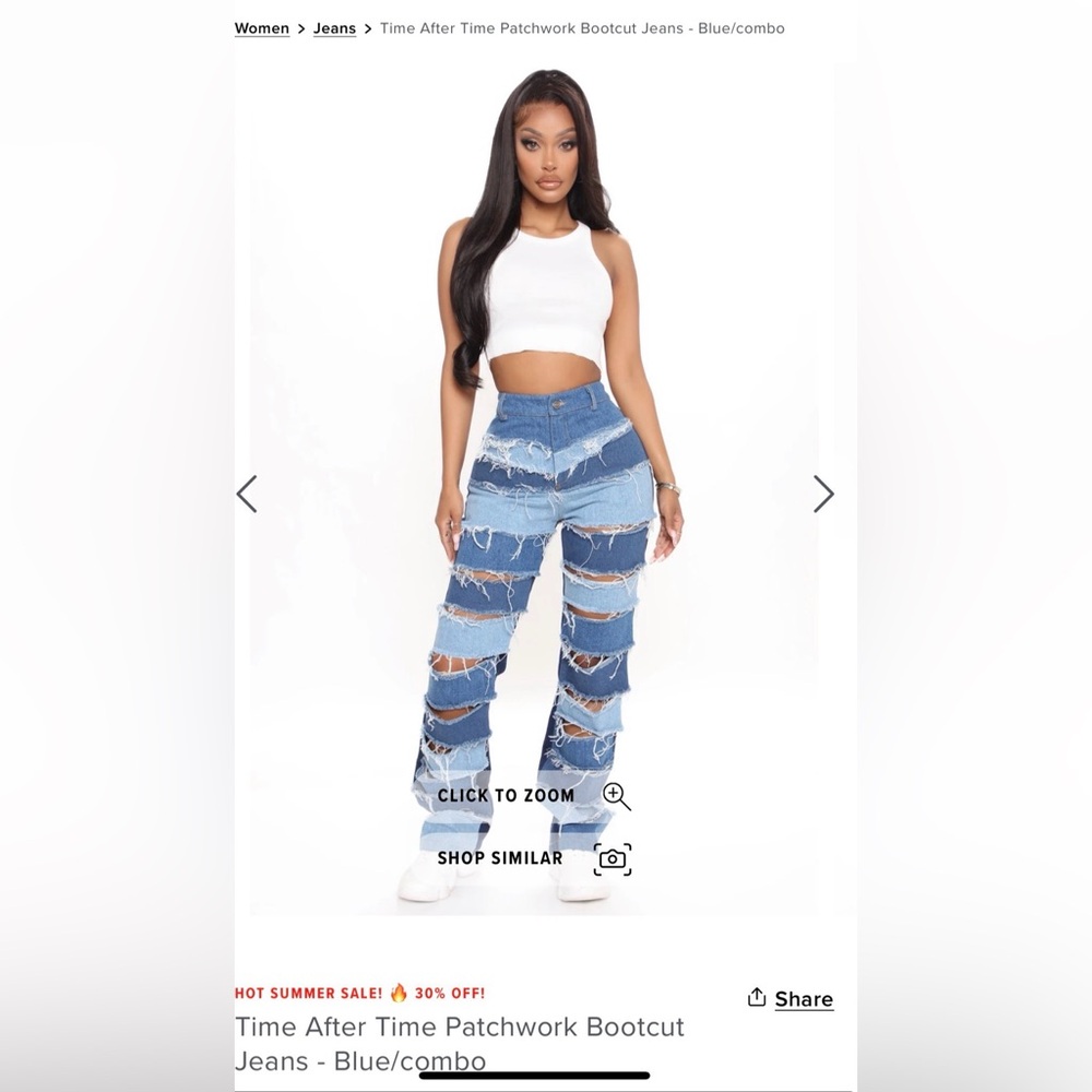 Fashion Nova Blue Distressed Flare Jeans